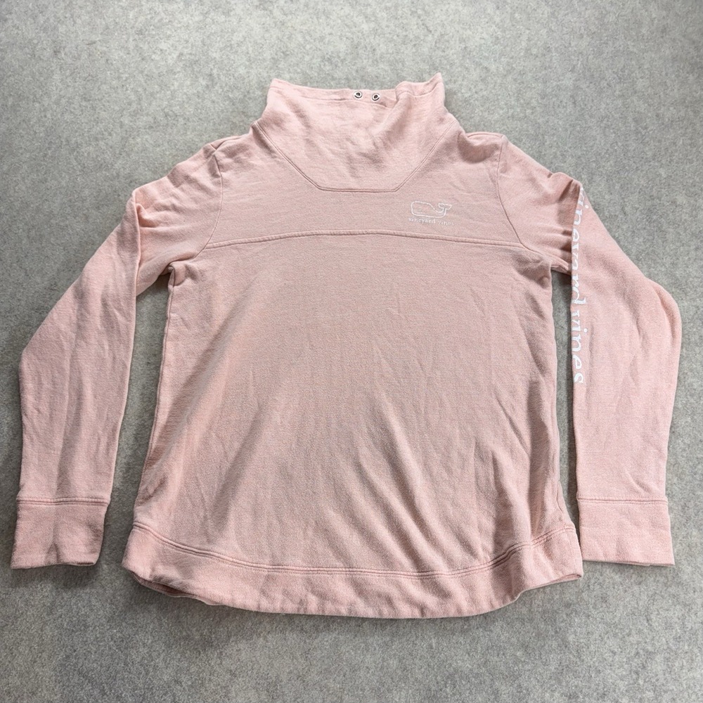 Vineyard Vines Coral Pink Funnel Neck Pullover Womens Medium Logo Cover Up Beach